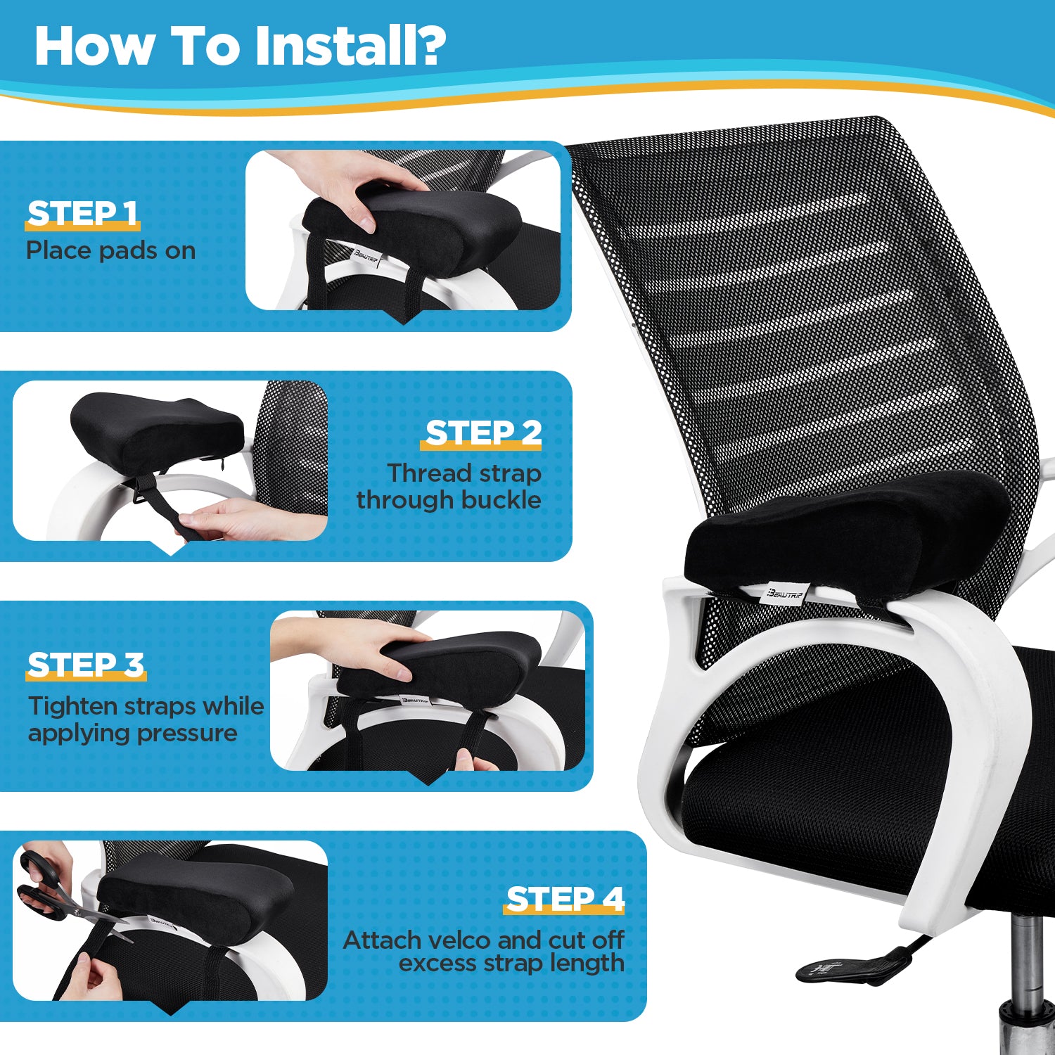 Ergonomic Armrest Pads for Office Chairs, Gaming Chairs and Desk Chairs