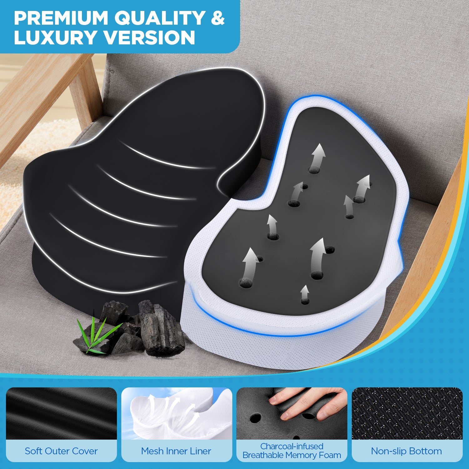 Seat Cushion & Lumbar Support Pillow for Office Chair, Car & Wheelchair
