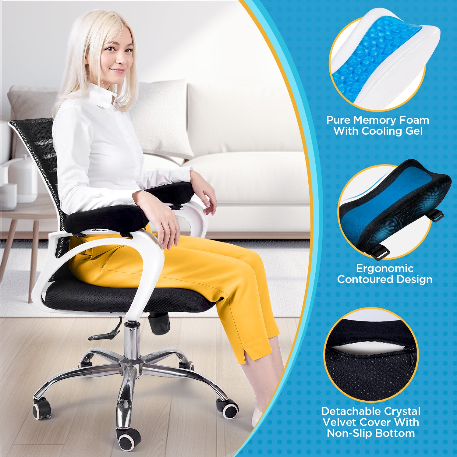 Ergonomic Armrest Pads for Office Chairs, Gaming Chairs and Desk Chairs