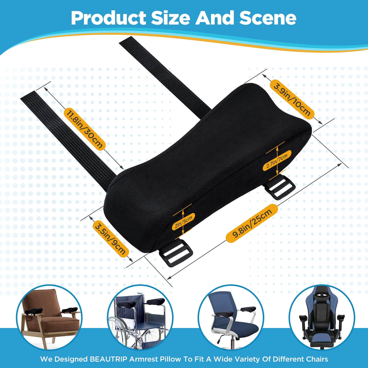 Ergonomic Armrest Pads for Office Chairs, Gaming Chairs and Desk Chairs
